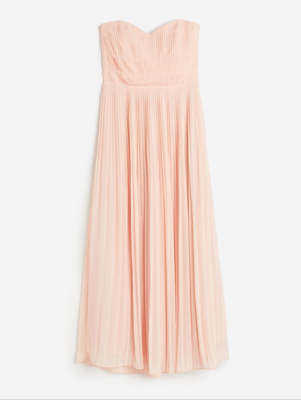 H&M Long dress long chiffon bandeau dress pleated powder pink sz S BNWT